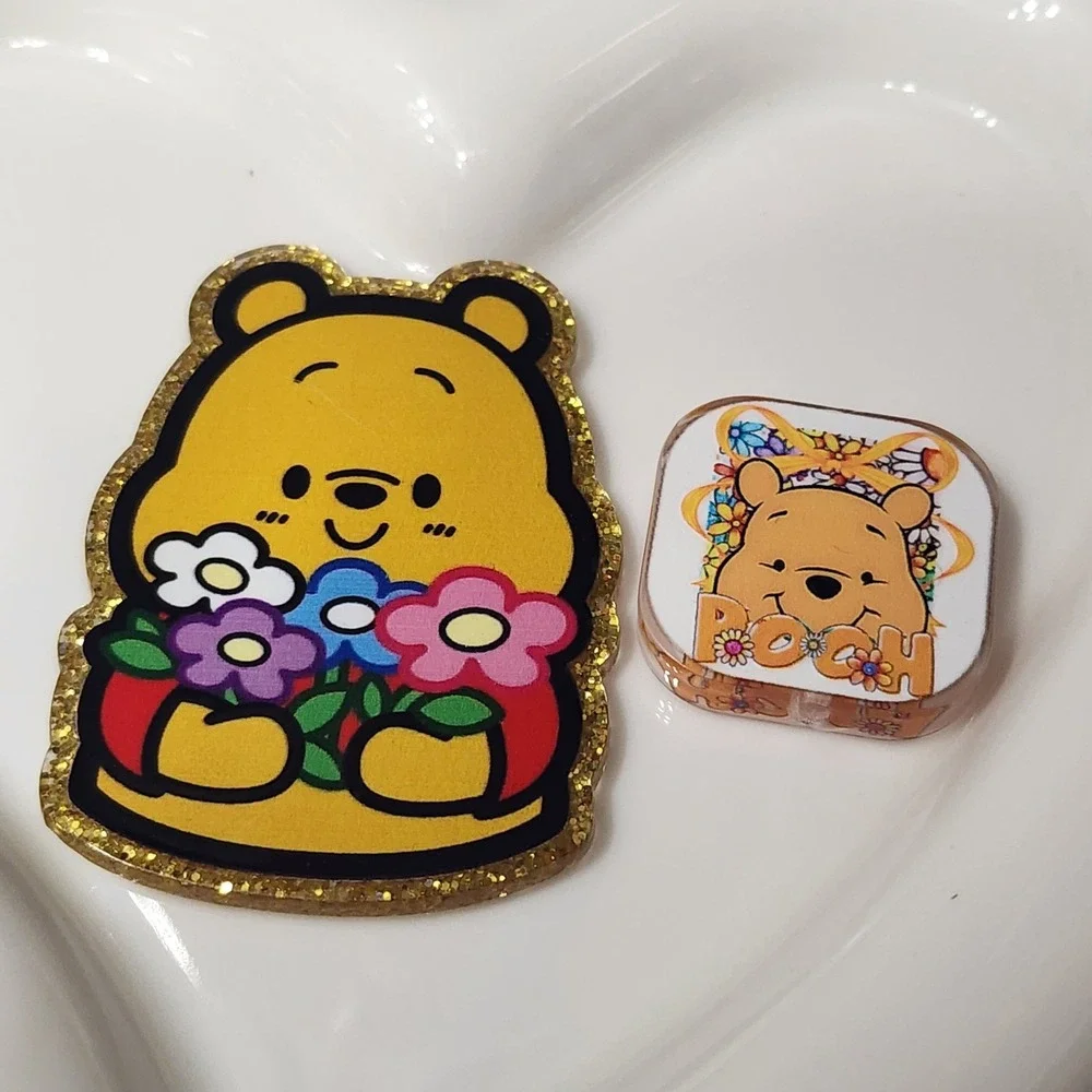 Bear Flatback Focal Bead Badge Keychain Jewelry Making Bag Clip Acrylic Flats